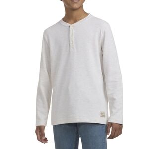 Levi's Boys Thermal Henley Long Sleeve Tee. Color: Oatmeal Heather. Size L (10-1